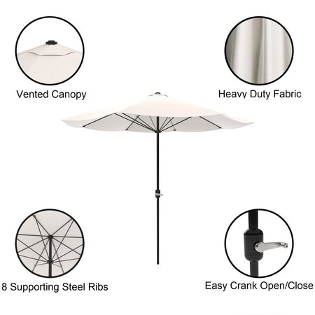 Pure Garden 9-Foot Outdoor Patio Umbrella with Base, Tan 50-101-TBB
